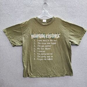 Hunting Excuses Men T-Shirt XL Olive Logo Lists Short Sleeve Crew Neck Tee
